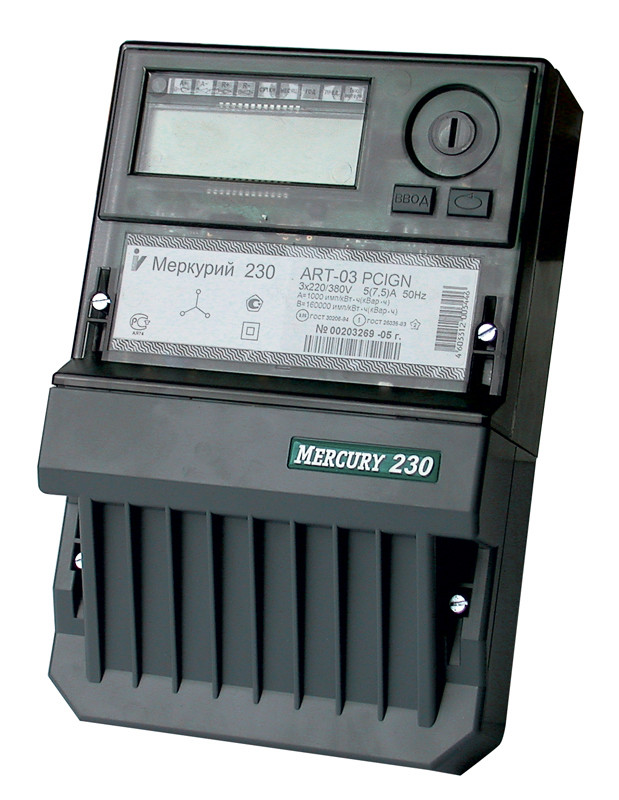 Меркурий 230ART-03 PQC(R)SIDN In5-7.5А U230/400В, кл.т. 0,5/1 эл. счетчик Меркурий 230ART-03 PQC(R)SIDN In5-7.5А U230/400В, кл.т. 0,5/1 эл. счетчик